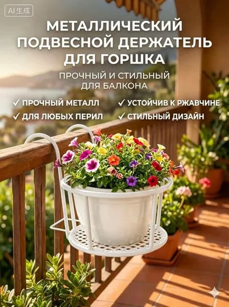 Кашпо 4 л, 18 см, 1 шт, цвет белый