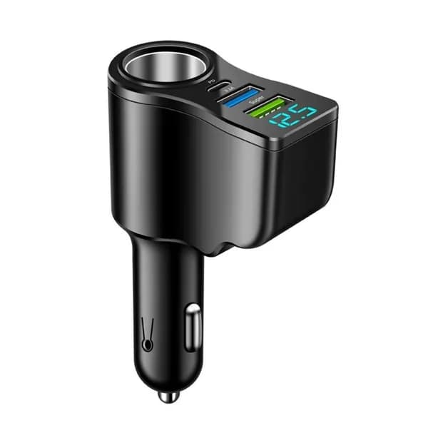 Разветвитель прикуривателя 4 в 1 с быстрой зарядкой 66Вт и USB-C PD Вольтметр для авто, зарядное устройство в машину