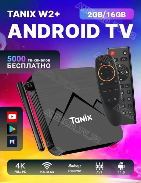 Прошитая Tanix W2+ Wi-Fi 2GB/16GB S905W2 ТВ приставка Android 11 Аэропульт Vontar G10s медиаплеер