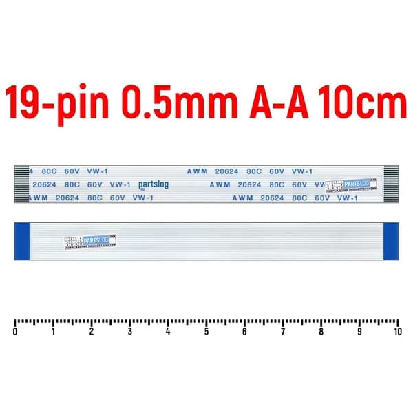 FFC Шлейф 19-pin Шаг 0.5mm Длина 10cm Прямой A-A