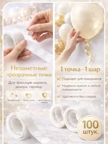 Клеевые точки для воздушных шаров, 100шт