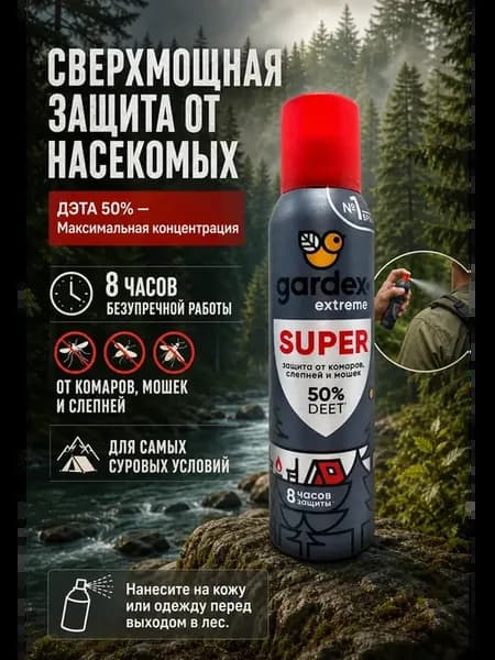 Спрей от комаров и мошек ДЭТА 50% репеллент для леса и охоты