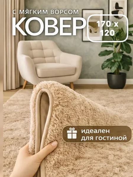 Коврик комнатный с длинным ворсом 170х120