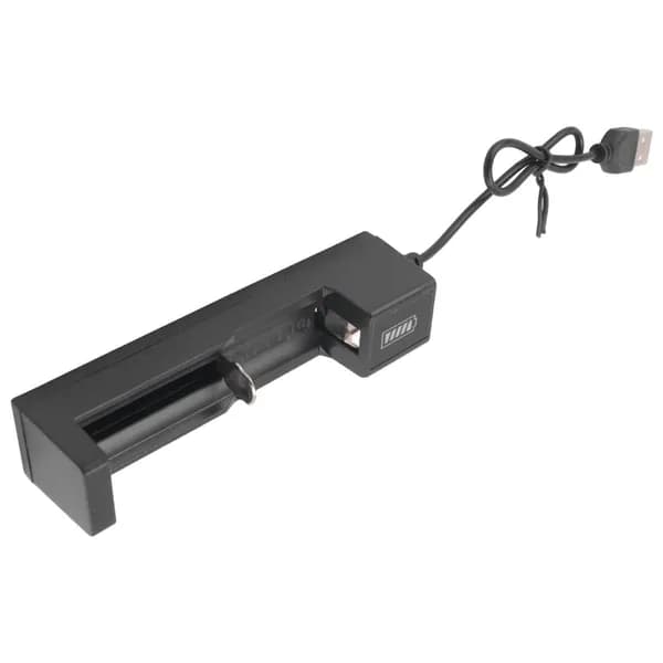 Универсальное зарядное устройство USB с одним слотом для быстрой зарядки аккумуляторов 18650 и 26650 (черное)