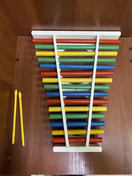 Игрушка Ксилофон, Металл Пластик СССР, 42*33,5 см Рабочий, комплект с палочками! Винтаж!