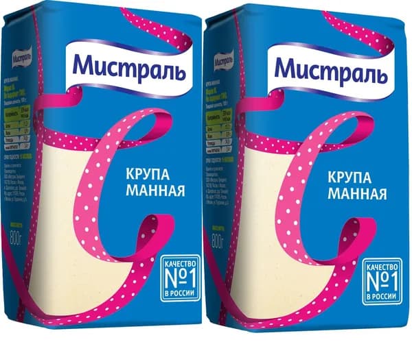 Мистраль Крупа МАННАЯ 0,8 кг * 2 шт, 1,6 кг