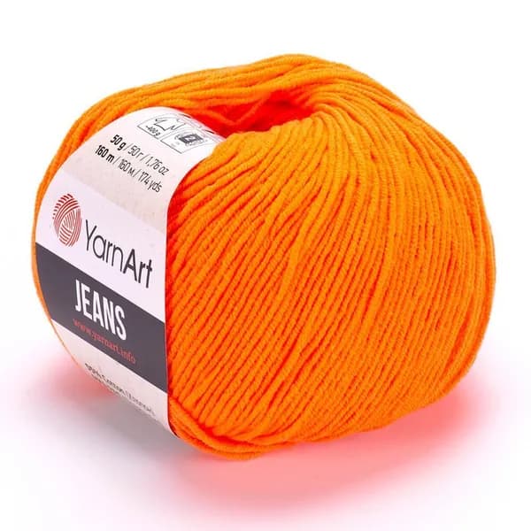 Пряжа Jeans (YarnArt) - 77 (апельсин) - 1 моток, 55% хлопок, 45% полиакрил, (50г, 160м) нитки для ручного вязания