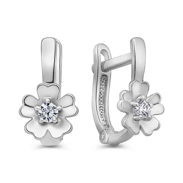 Серьги детские с фианитами серебро 925 пробы 585GOLD