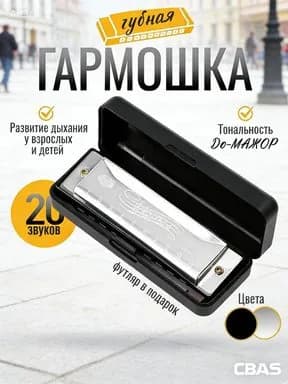 Губная гармошка диатоническая, серебряная