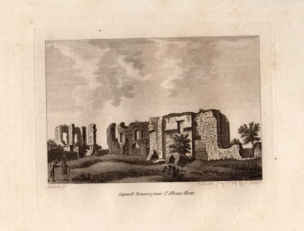 1787 год. Гравюра, бенедиктинский монастырь Сопвелл