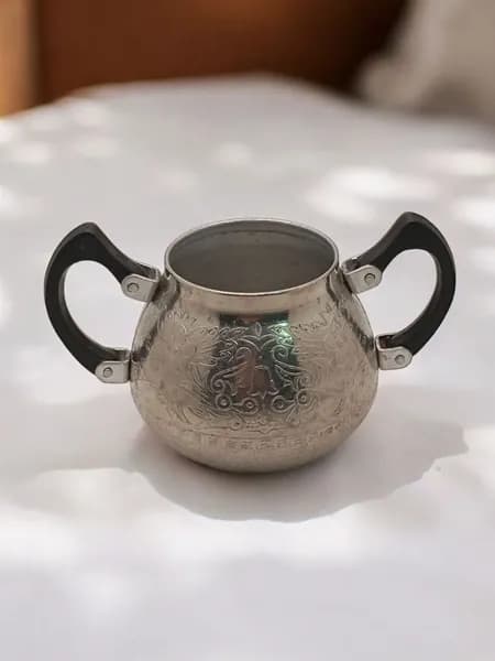 Винтажная сахарница, СССР, хромированный алюминий, без крышки. арт.мс1042