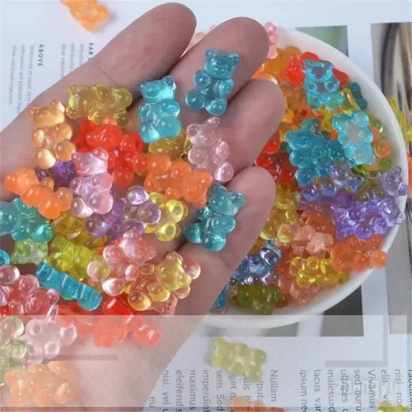 12 резиновых бусин-медведей, Многоцветный