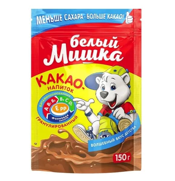 Белый мишка Какао растворимый, гранулированный , 150 г /