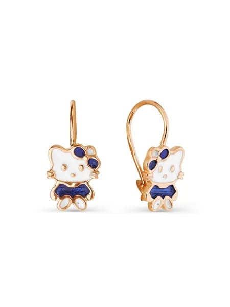 Серьги детские серебряные 925 пробы с эмалью, KARATOV