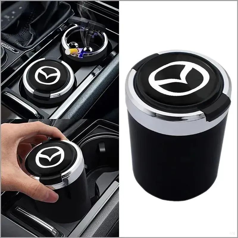 Автомобильная пепельница Mazda с подсветкой и крышкой, ABS пластик