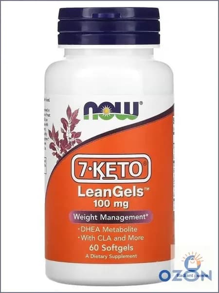 7-КЕТО (ДГЭА метаболит) NOW Foods 7-KETO 100 мг LeanGels (DHEA metabolit), 60 желатиновых капсул