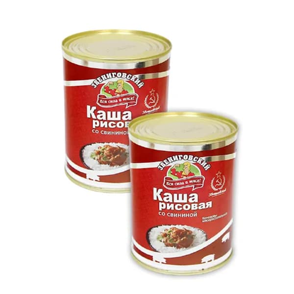 Каша рисовая со свининой ГОСТ, Звениговский Мясокомбинат, 340 г. 2 шт