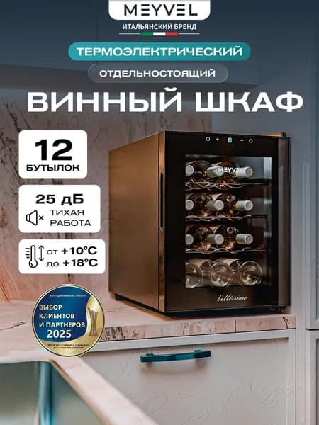 Винный термоэлектрический холодильник для вина на 12 бутылок Meyvel MV12-TBF1