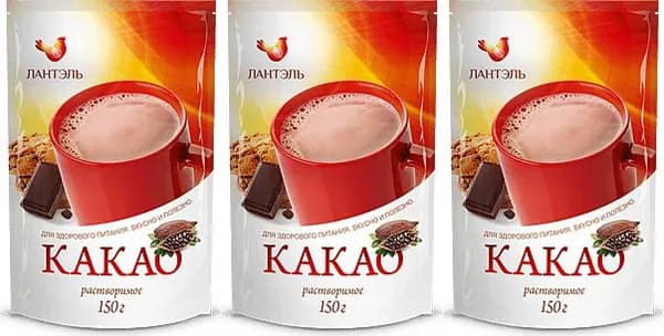 Какао Лантэль растворимый, комплект: 3 упаковки по 150 г