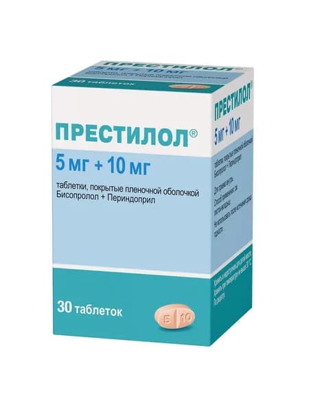 Престилол, таблетки покрыт. плен. об. 5 мг+10 мг, 30 шт.