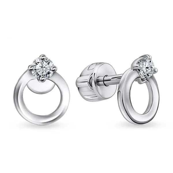 Серьги женские с фианитами серебро 925 пробы 585GOLD