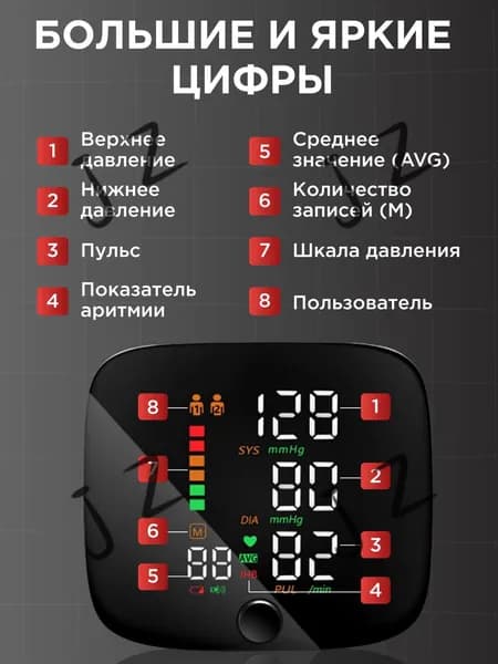 Тонометр автоматический на запястье цифровой; тонометр цифровой для измерения давления-JZ