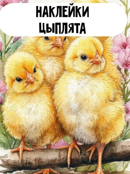 Набор наклеек стикеров Цыплята 16 штук