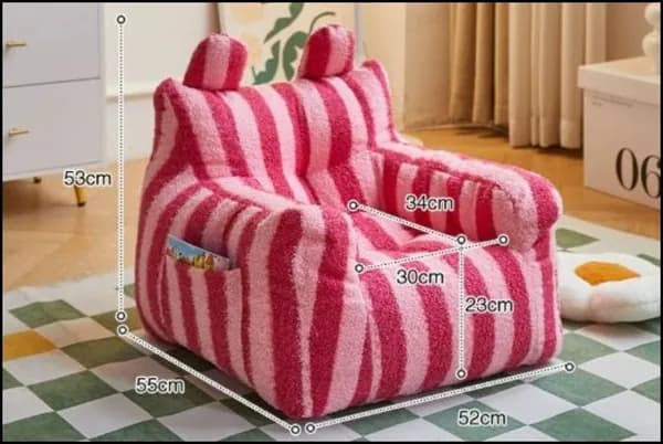 Прямой диван 52х52х48 см,красный, белый