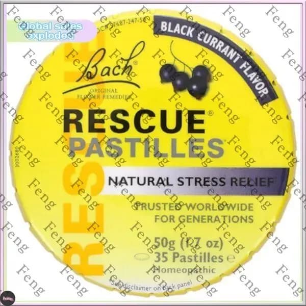 Bach, RESCUE REMEDY, Успокаивающие пастилки, природное снятие напряжения, черная смородина, 50 г