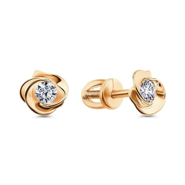 Серьги женские с бриллиантами из красного золота 585 пробы 585GOLD