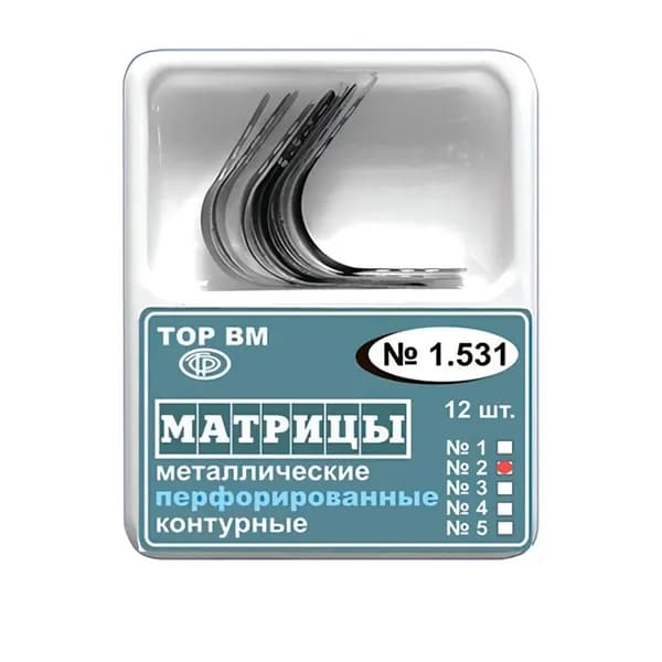Матрицы металлические, контурные, перфорированные, форма 2, малые, без выступа, 12 шт TOP BM