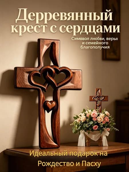 Деревянный крестик на стену, подарок на Рождество, Пасху, свадьбу