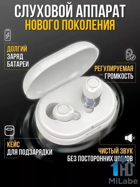 Слуховой аппарат: цифровое шумоподавление, 30 часов работы, зарядка Type-C