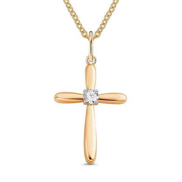 Подвеска на шею с фианитом из красного золота 375 пробы 585GOLD