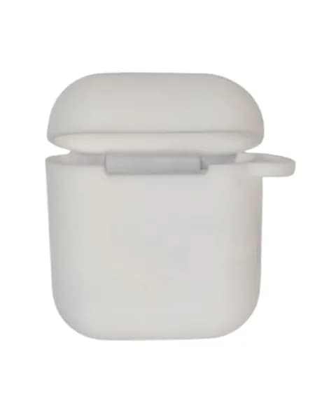 Чехол для Airpods 1/2 Silicone case, с карабином, белый
