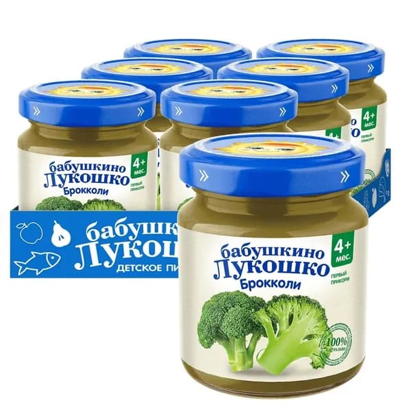 Пюре Бабушкино лукошко Брокколи , с 4 месяцев, 100 грамм, 6 шт.
