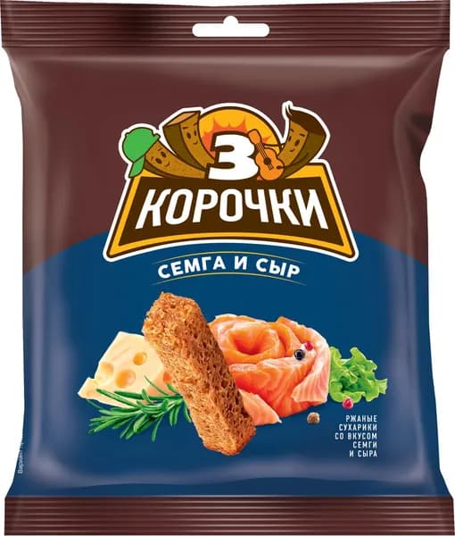 Сухарики 3 корочки семга и сыр, 40г