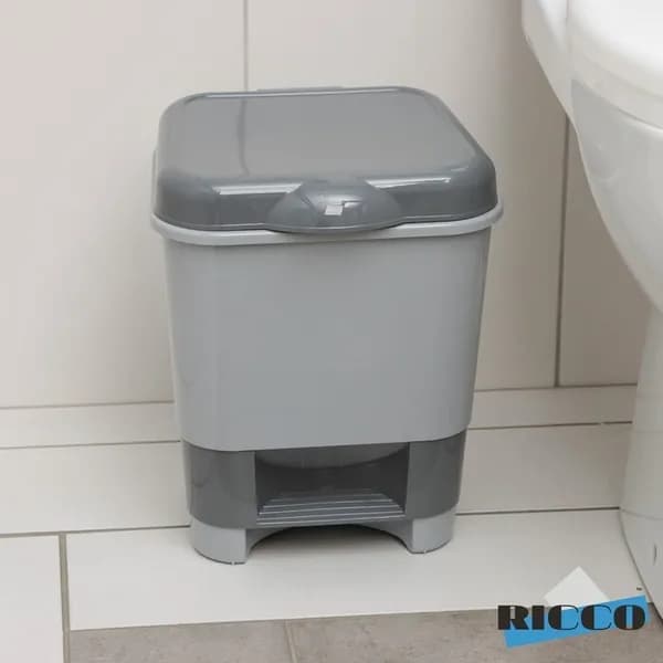 Контейнер для мусора с педалью RICCO, 8 л, 24х25,5х29,5 см, цвет серый