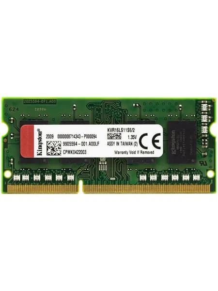 Оперативная память SODIMM DDR3L 2GB PC12800 1600МГц KVR16LS11S6/2 DDR3L, 1600 МГц, 1 x 2 ГБ (KVR16LS11S6/2)