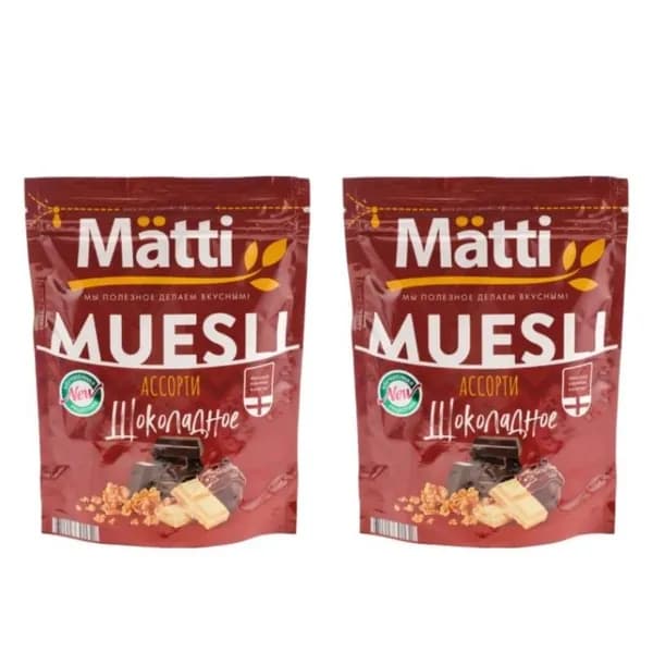 Matti Мюсли Шоколадное ассорти, 250 г, 2 шт