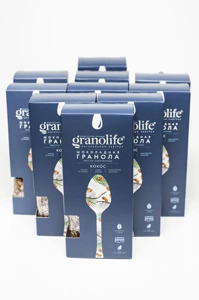 Гранола granolife шоколадная Кокос 200г х 10шт / Мюсли запеченные / Полезный завтрак