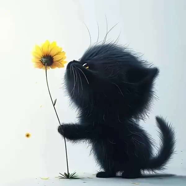 Алмазная мозаика рисунок/без подрамника/Чёрный котенок./Отделка спальни и гостиной/Поделки ручной работы