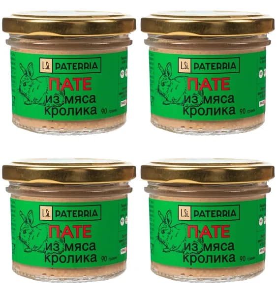 Пате PATERRIA из мяса кролика 90г*4штуки