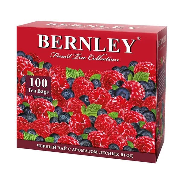 Чай черный Bernley с ароматом лесных ягод, 100 пакетиков