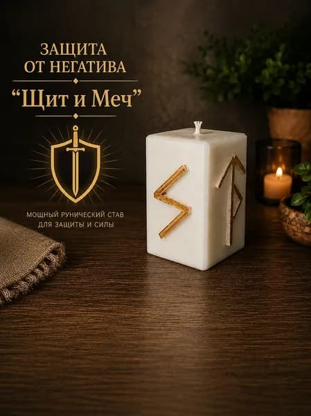 Свеча с рунами для защиты
