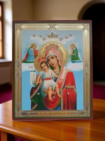 Икона Богоматери Достойно Есть 14.5 х 18 см