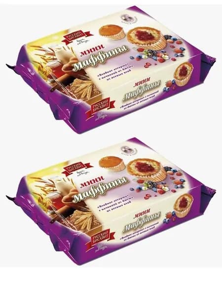 Мини-маффины Русский Бисквит ягодный ассорти 200 г 2 шт