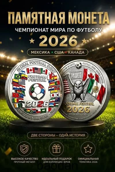 Монета в честь Чемпионата мира по футболу 2026 года