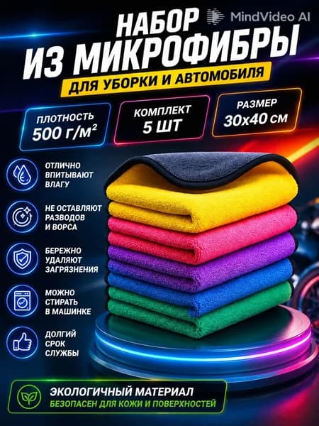 Салфетка автомобильная, 5 шт.