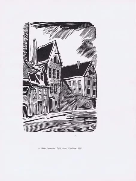 Эстония. Таллин (Таллинн). Улица Толли. Мярт Лаарман. Антикварная цинкография. СССР, 1959 год